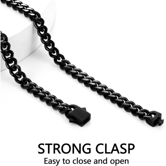 Fiusem e.6mm width-black 20 inches 3.5mm Cuban Link Chains for Men - Picture 8 of 9